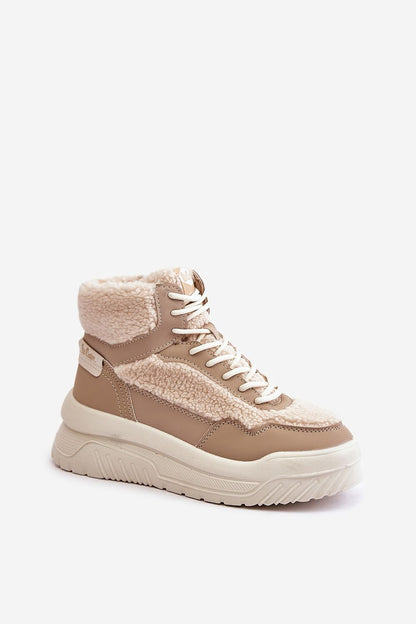 Varma sneakers med fårskinnspäls Beige