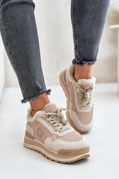 Vinter sneakers med värmande päls Beige 