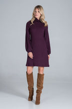 Ribbad Miniklänning med polokrage lila