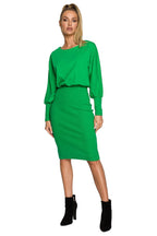 Knälång klänning med båt urringning grön