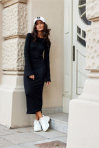 Långärmad vardagsklänning maxi svart 