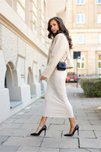 Långärmad vardagsklänning maxi vit