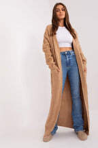 Lång cardigan ljusbrun