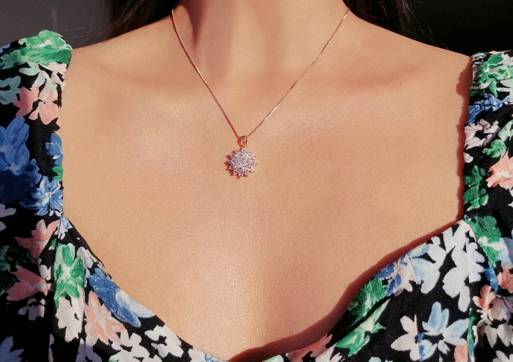 Halsband Diamond Sunflower 18 Karats Gold Plated