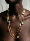 Magnetic Pearl Necklace – Guld, Sötvattenspärlor & Muranoinspirerade Glaspärlor