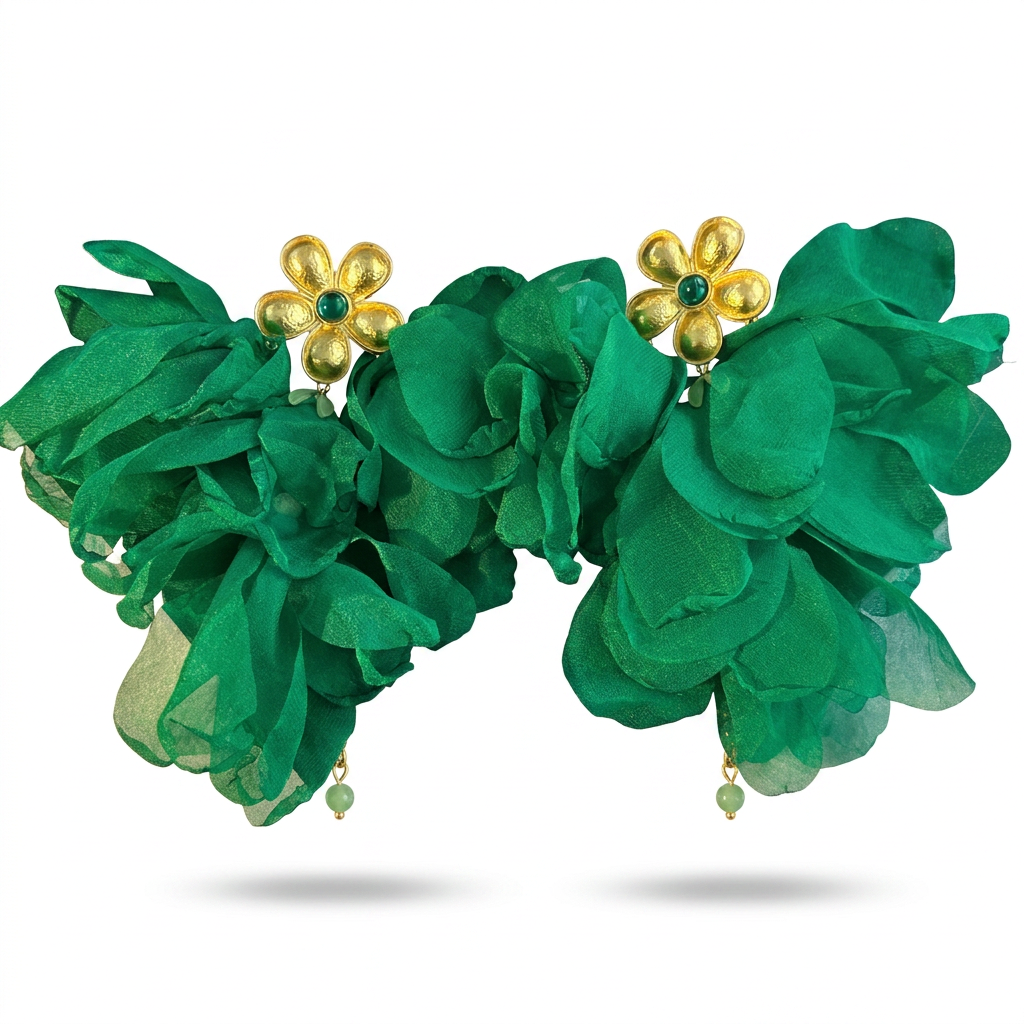 Vibrant Gold Flower Tassel Drop Earrings