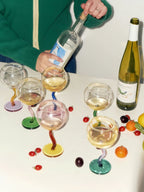 Handblown Bubble Wine Glass - Retro Whimsical Eclectic Wavy Stemmed Goblets-0