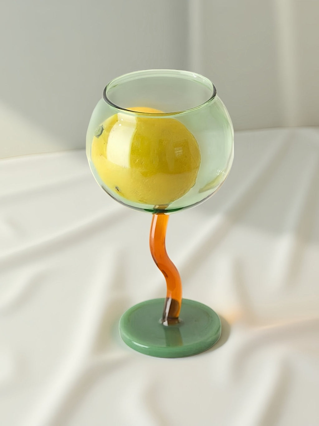 Handblown Bubble Wine Glass - Retro Whimsical Eclectic Wavy Stemmed Goblets-11