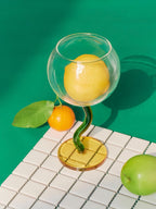 Handblown Bubble Wine Glass - Retro Whimsical Eclectic Wavy Stemmed Goblets-4