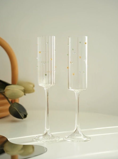 Champagneglas med Kristallströssel – Set om 2