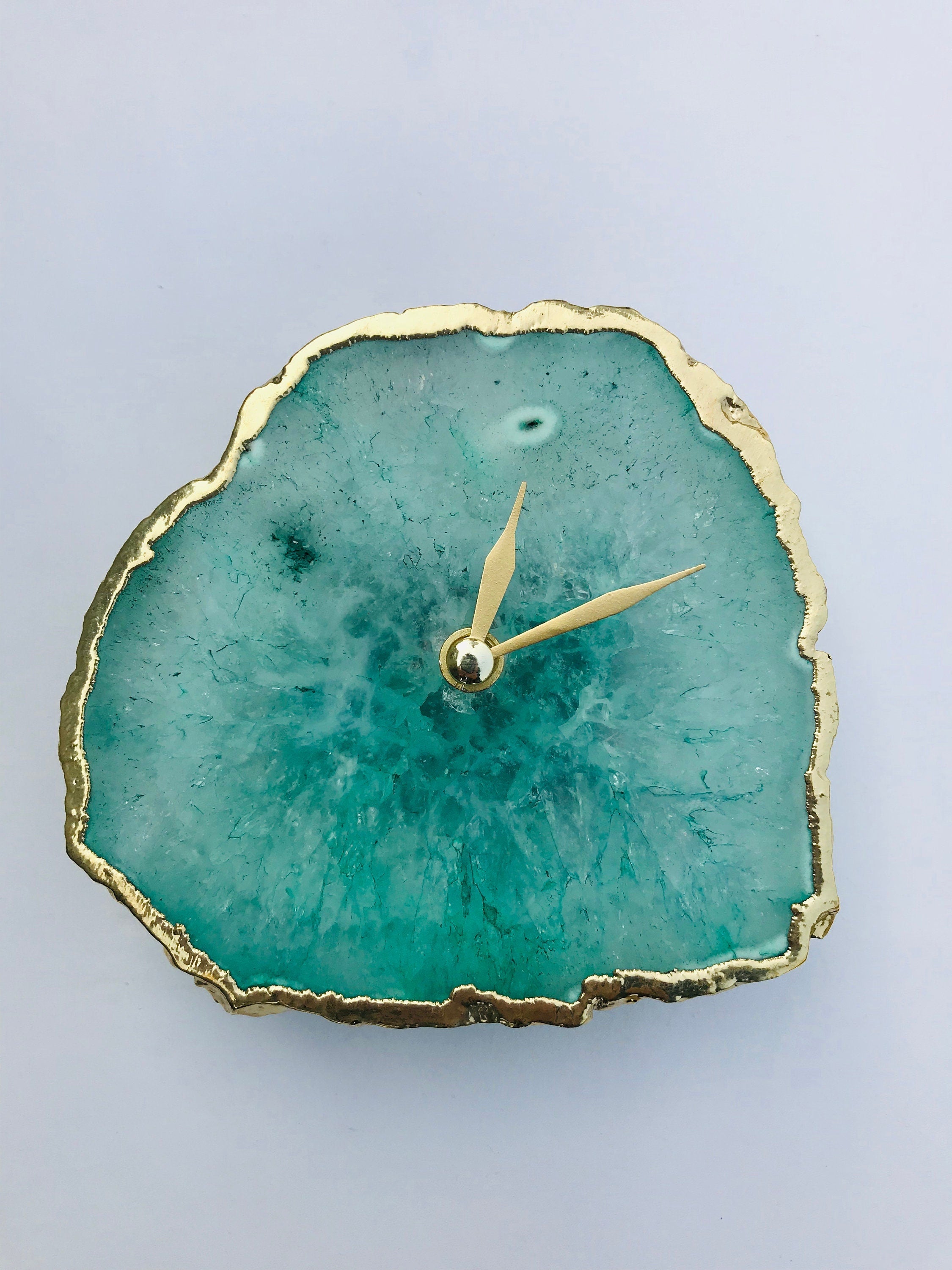 Aqua Agate Desk/Wall Clock/Personalised Momento-1