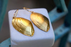 Real Clam Shell Earrings, Handmade Nature Jewelry, Organic Nature Earrings, Gift for Wisdom & Connection, Gold or Sterling Silver 925-1