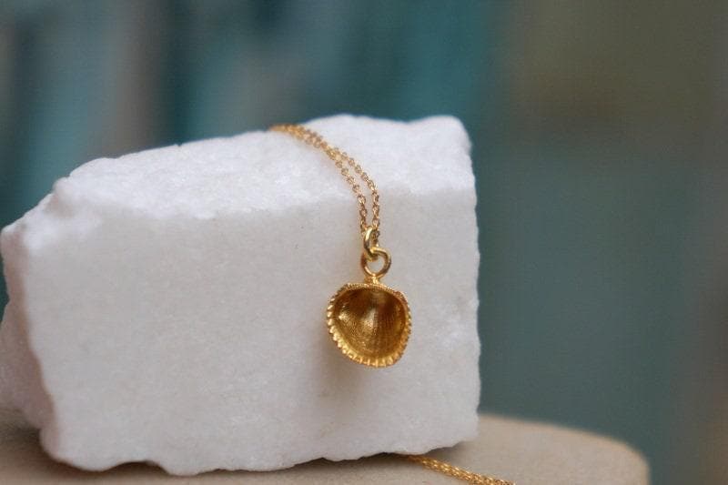 Real Sea Shell Pendant Necklace, Handmade Nature Jewelry, Organic Nature Pendant, Unique Gift for Nature Lovers, Gold or Sterling Silver 925