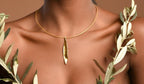 Olive Leaf Necklace – Handgjort Halsband i Återvunnet Silver & 18K Guld