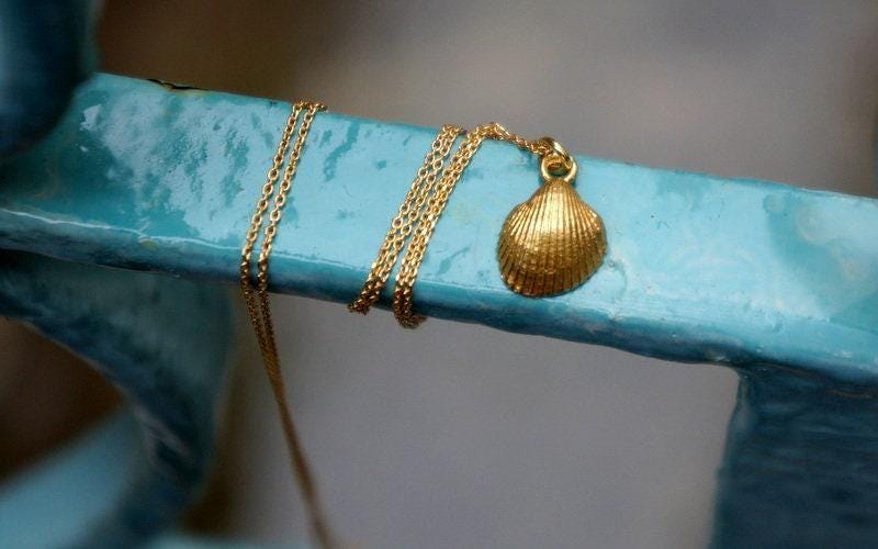Real Sea Shell Pendant Necklace, Handmade Nature Jewelry, Organic Nature Pendant, Unique Gift for Nature Lovers, Gold or Sterling Silver 925