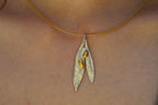 Real Olive Leaves Gold Necklace, Handmade Nature Jewelry, Organic Tree Pendant, Gift for Victory & Health, Sterling Silver 925-1