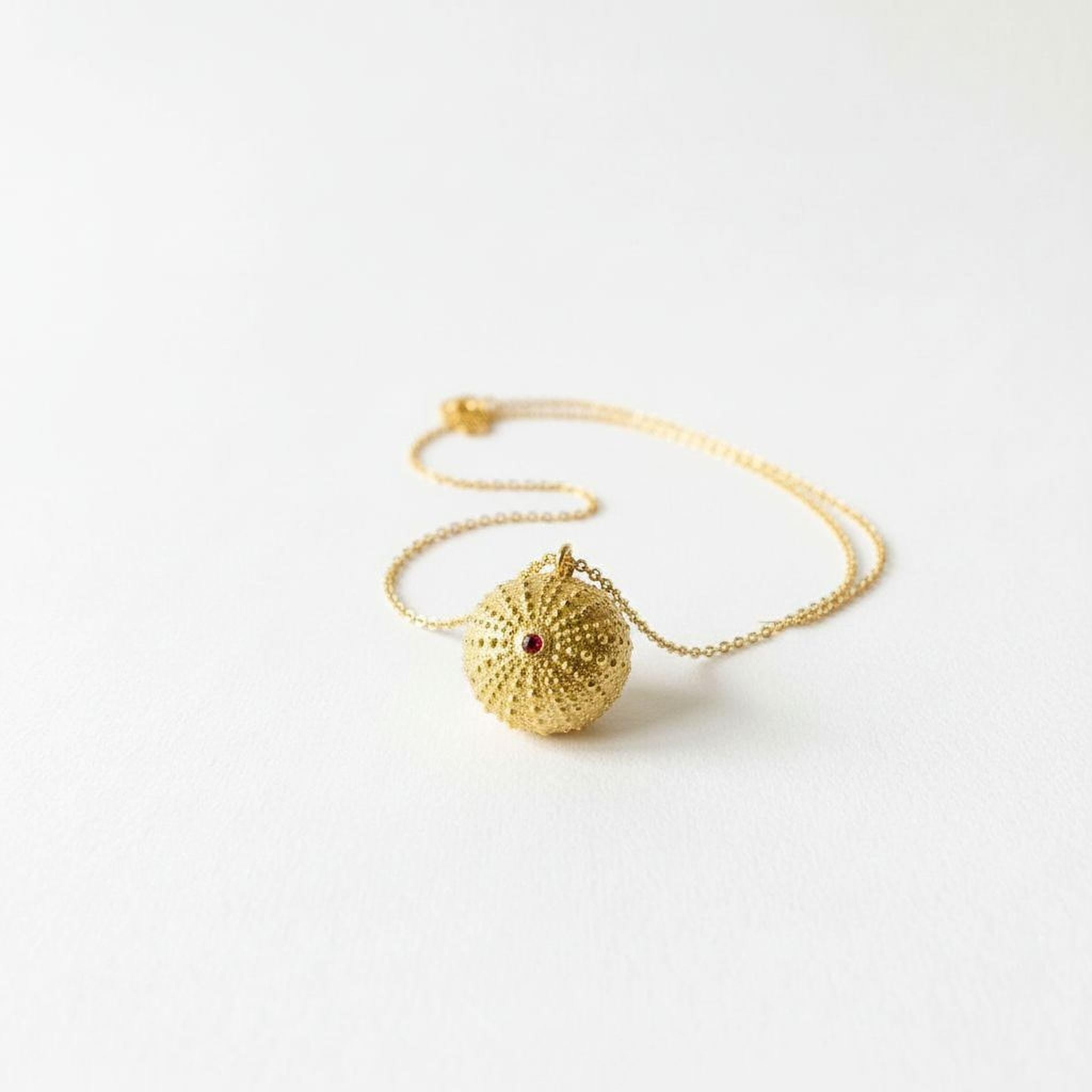 Real Sea Urchin Necklace, Handmade Nature Jewelry, Organic Beach Pendant, Gift for Health & Prosperity, Gold or Sterling Silver 925