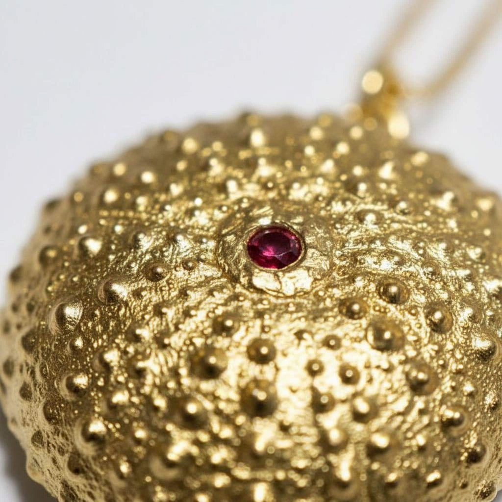 Real Sea Urchin Necklace, Handmade Nature Jewelry, Organic Beach Pendant, Gift for Health & Prosperity, Gold or Sterling Silver 925