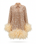 Luminous Sequin Feather Mini Dress