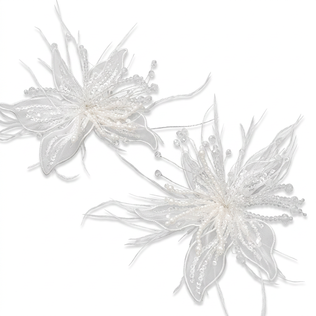 Ethereal Feather Pearl Drop Earrings
