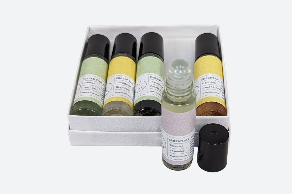 Essential Oils Roll-On with Crystals Set of 5