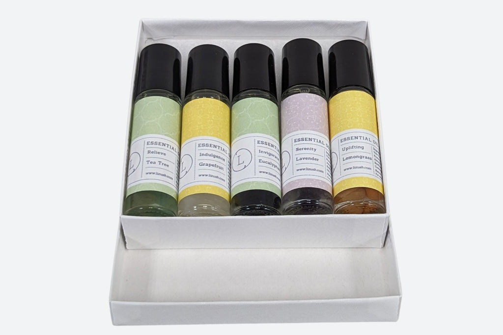 Essential Oils Roll-On with Crystals Set of 5